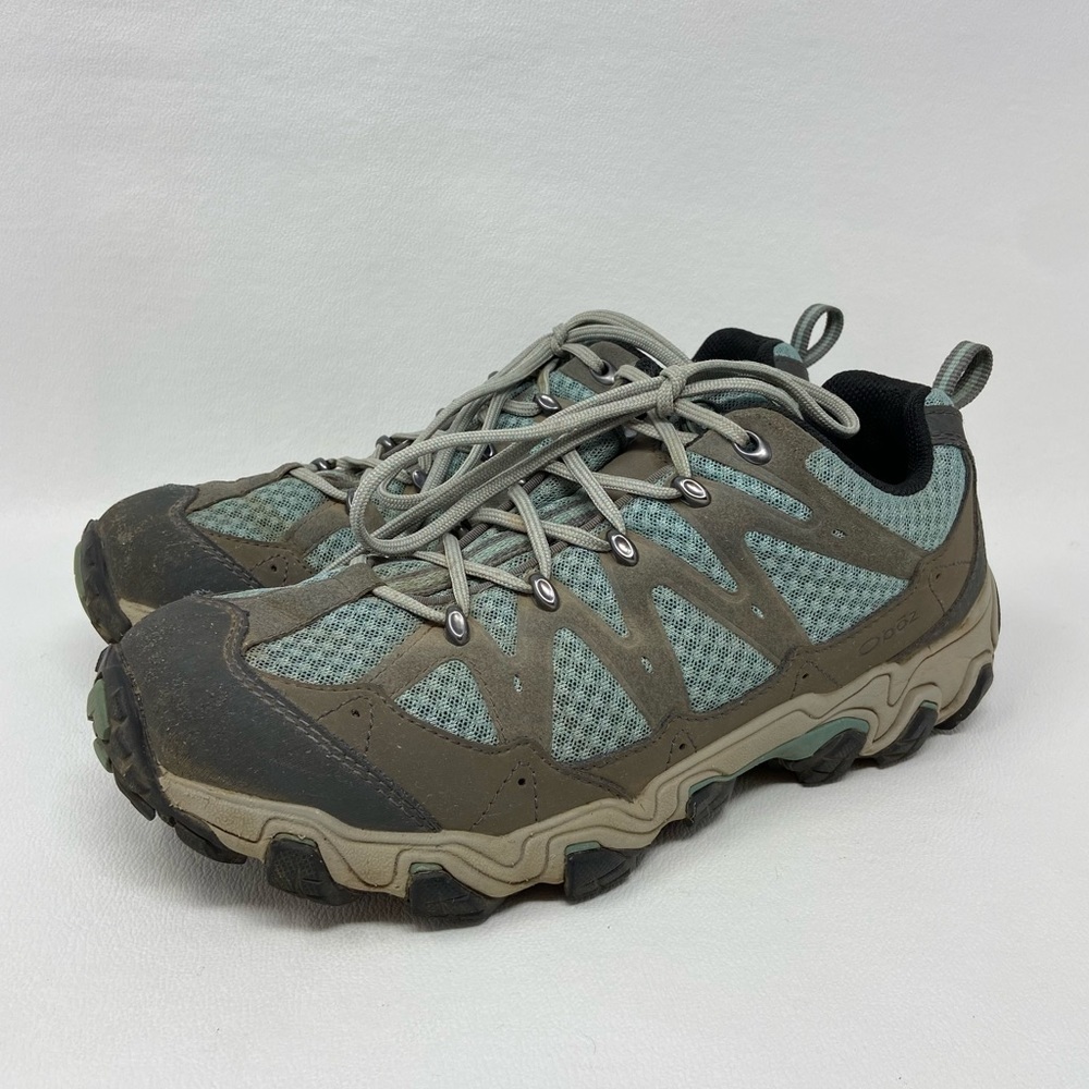 Oboz Luna Low Hiking Shoes Leather Blue Gray, Eg21802mb0715, Women’s Size 10